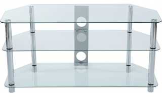 B GRADE STOCK Stealth Mounts 1000mm Clear Glass & Chrome Legs TV Stand for TVs up to 50 B GRADE STOCK Stealth Mounts 1000mm Clear Glass & Chrome Legs TV Stand for TVs up to 50
