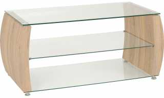 ValuFurniture Misano Oak Effect and Clear Glass TV Stand For TVs Up to 50 ValuFurniture Misano Oak Effect and Clear Glass TV Stand For TVs Up to 50