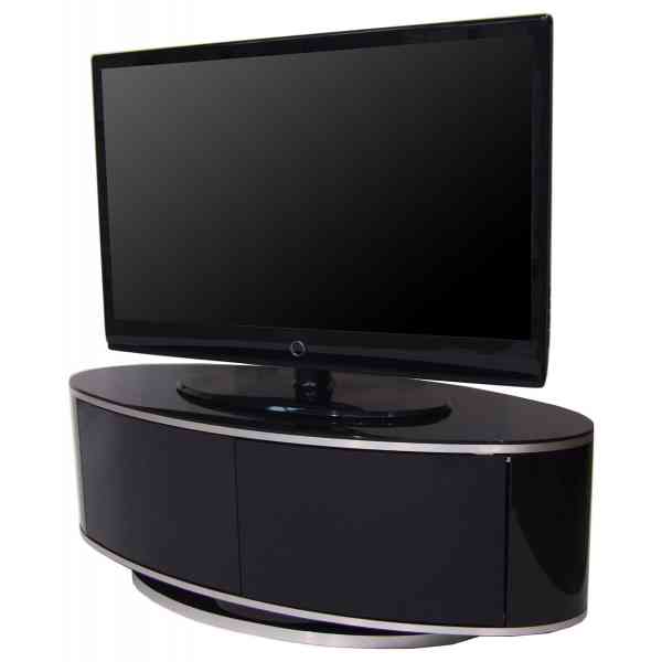 LUNA High Gloss Black Oval TV Cabinet